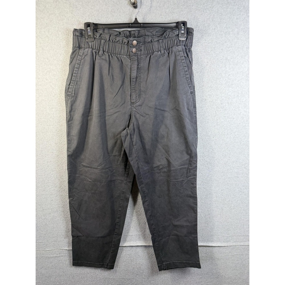 Universal Thread Pants Womens 14 Gray Paperbag Waist Tapered Stretch Casual